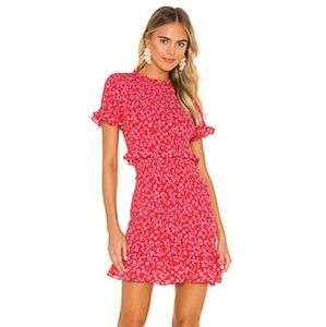 Likely Red Floral Ruffle Mini Dress